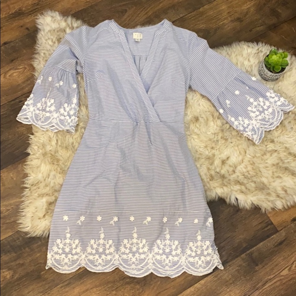 Adorable A New Day light blue stripped dress XS